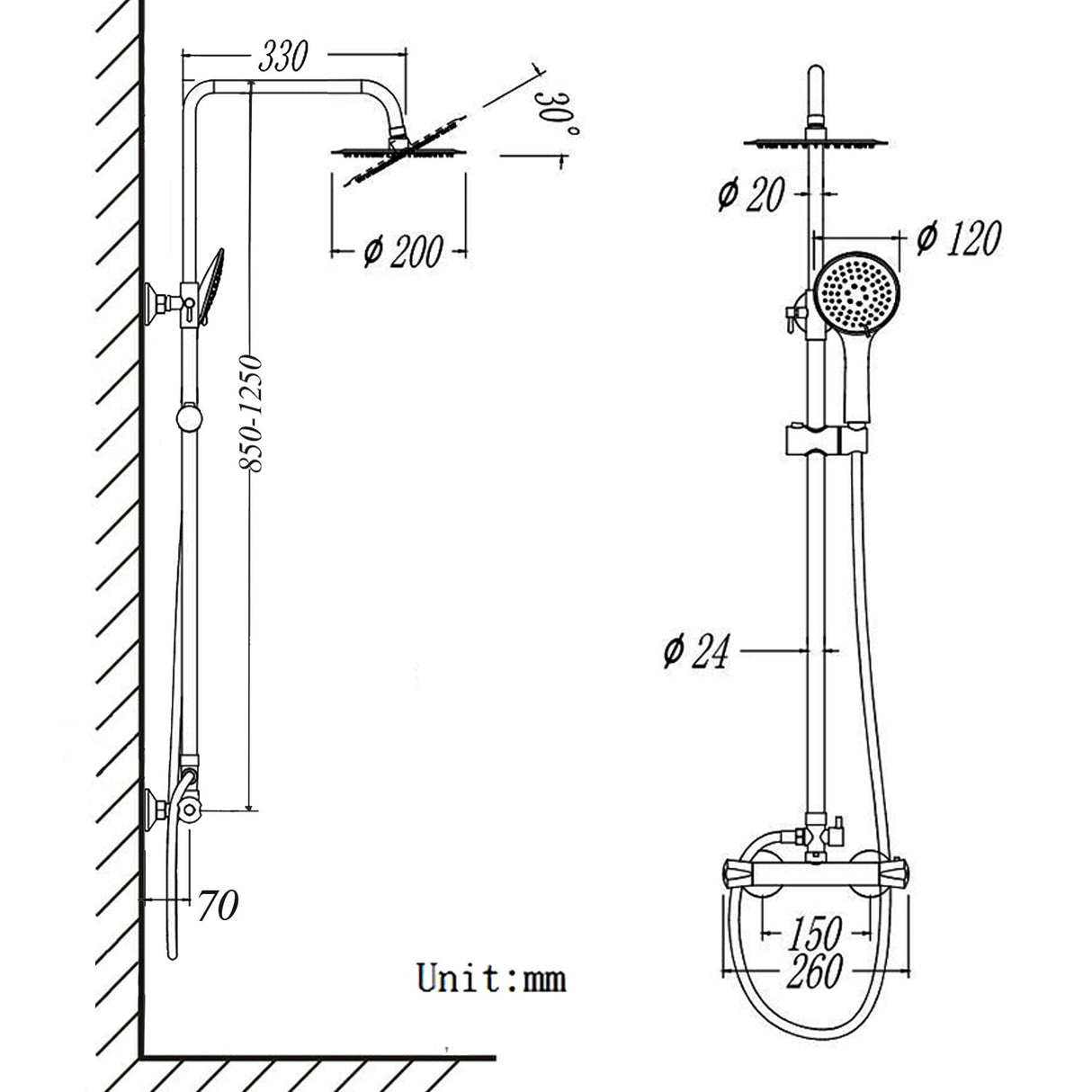 Modern Splash THERMOSTATIC SHOWER MIXER