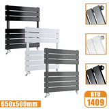 Flat Panel Heated Towel Rail ladder Radiator Anthracite White Black 650x500MM Modern Splash