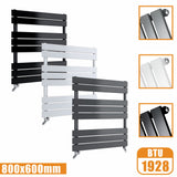 Flat Panel Heated Towel Rail ladder Radiator Anthracite White Black 800x600MM Modern Splash