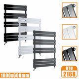 Flat Panel Heated Towel Rail ladder Radiator Anthracite White Black 1000x600MM Modern Splash