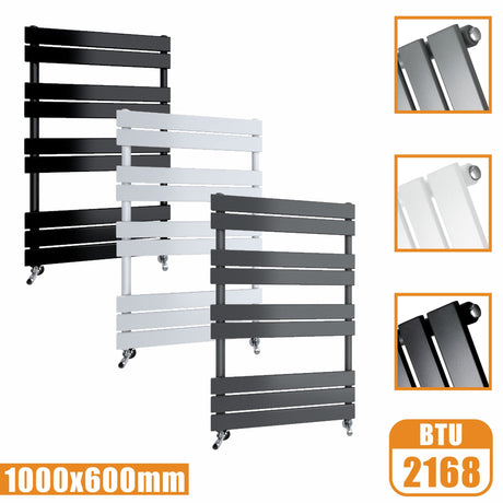 Flat Panel Heated Towel Rail ladder Radiator Anthracite White Black 1000x600MM Modern Splash