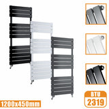 Flat Panel Heated Towel Rail ladder Radiator Anthracite White Black 1200x450MM Modern Splash