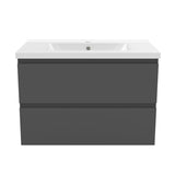 wall-hung grey vanity unit with basin