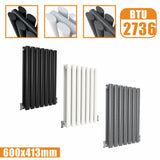 Horizontal Oval Column Double Designer radiator 600x413MM White Anthracite Grey Modern Splash