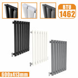 Horizontal Oval Column Single Designer radiator 600x413MM White Anthracite Grey Modern Splash