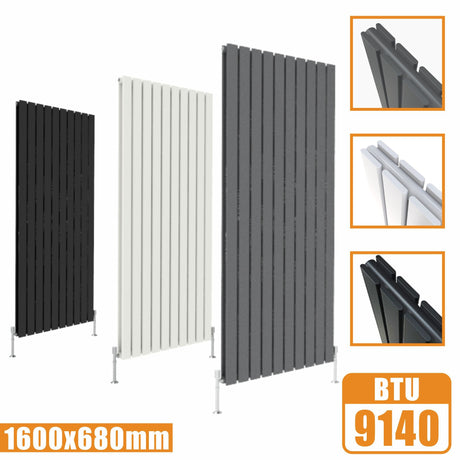 Designer Radiators,Vertical,Tall,Flat Panel,Double 1600x680mm Modern Splash