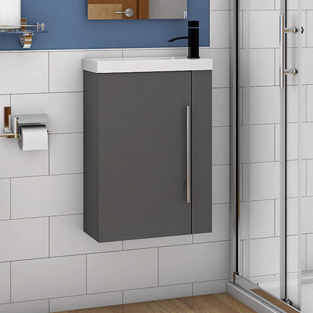 grey vanity unit with baisn