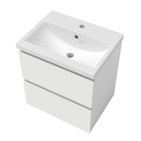 wall-hung white bathroom vanity unit with sink