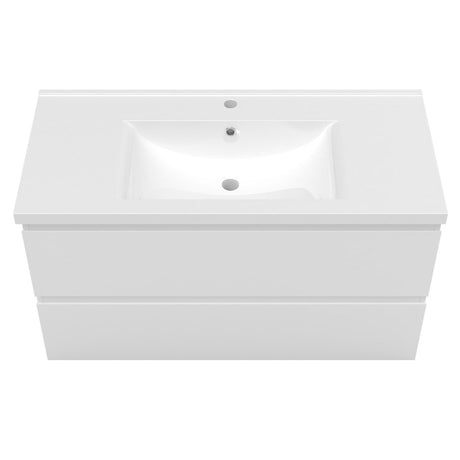 white wall-hung vanity unit with sink