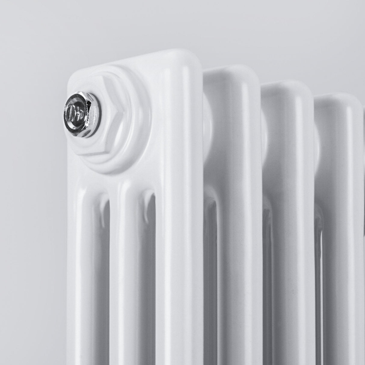 Triple 3 Column Traditional Cast Iron Style White Radiator Detail